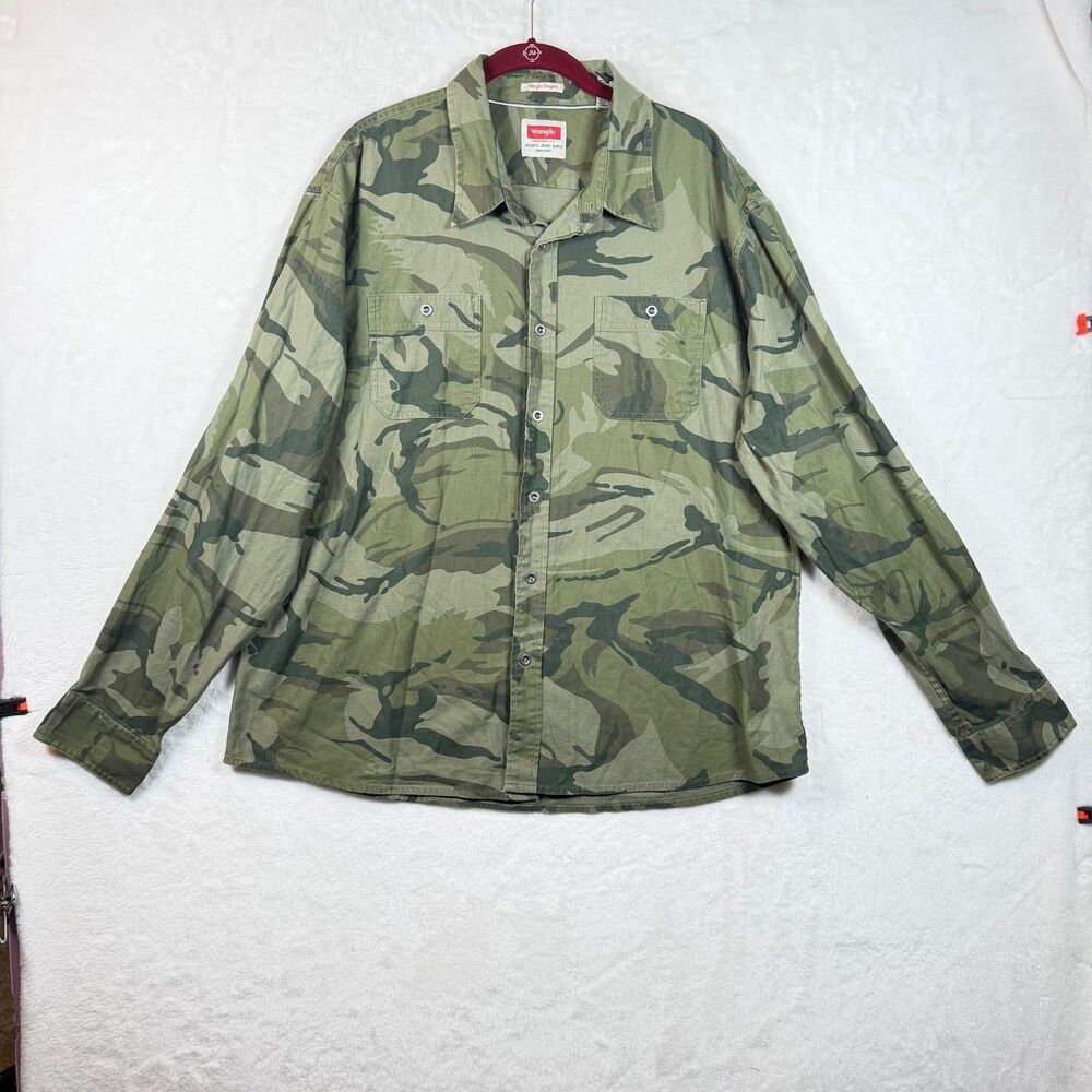 Wrangler Flex For Comfort Camo Button Down Shirt Men’s 2XL Cotton Stretch
